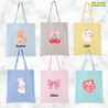 CUSTOMISED Tote Bag Canvas Personalised Name Cute Pastel Shoulder Bag Student Adults