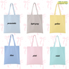 CUSTOMISED Tote Bag Canvas Personalised Name Cute Pastel Shoulder Bag Student Adults