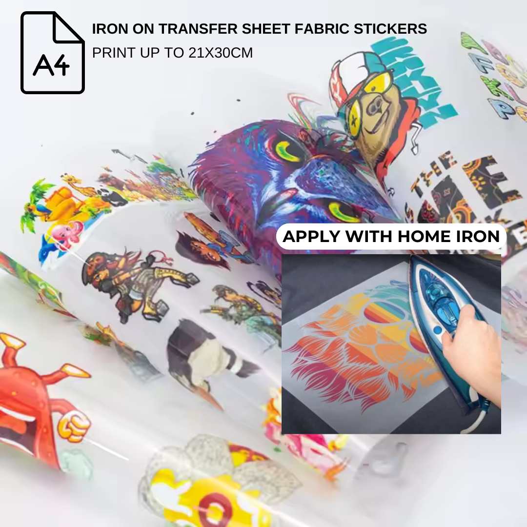 CUSTOMISED Iron On Transfer Sheet Fabric Stickers – SHOPFICKLESG